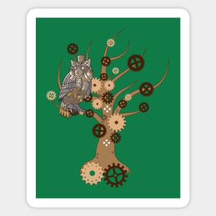 Steampunk Owl and Tree Sticker